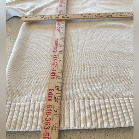 L.L. Bean Womens Turtleneck Sweater Size Medium Ivory 100% Cotton Classic Knit - Picture 10 of 13